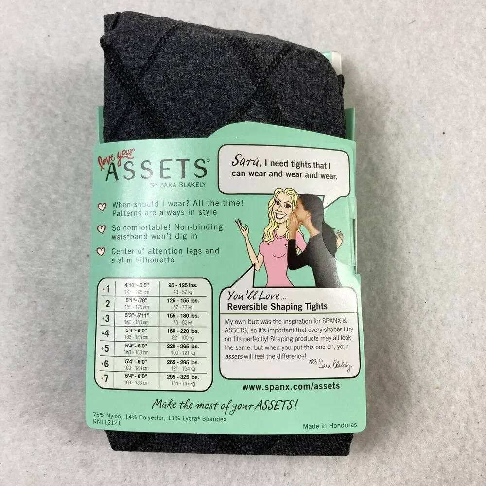 SPANX Assets Sara Blakely Reversible Shaping Tights‎ Women's 3 Flipside Diamond